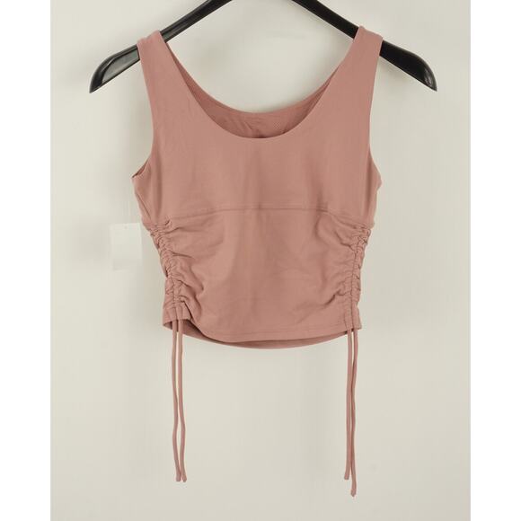 NWT - Love Tree Ruched Scrunched Side Tie Mauve Pink Scoop Crop Top Size: L - Picture 1 of 3